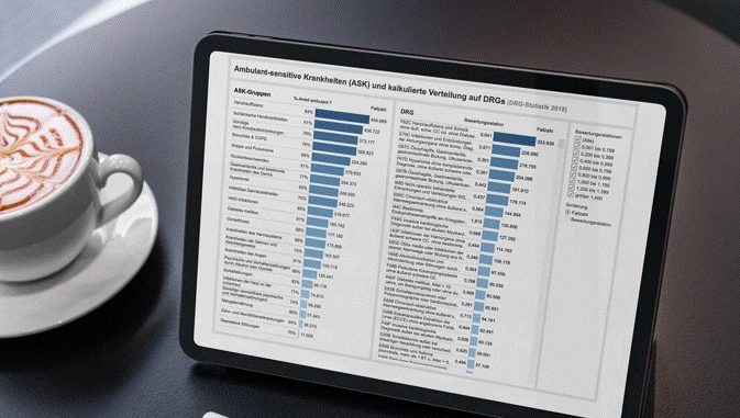 Tablet-PC mit Gesundheitsstatistik